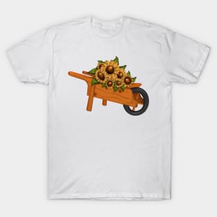 Sunflowers in Wheelbarrow | Cherie's Art Original (c)2021 T-Shirt